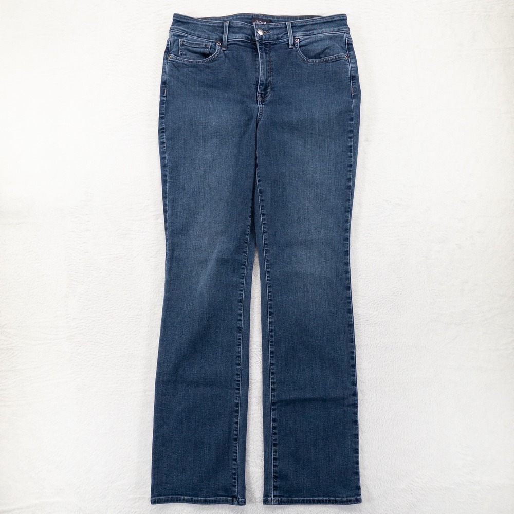 NYDJ Womens Jeans Size 12 Blue Straight Leg Stretch Tencel Denim Medium Wash